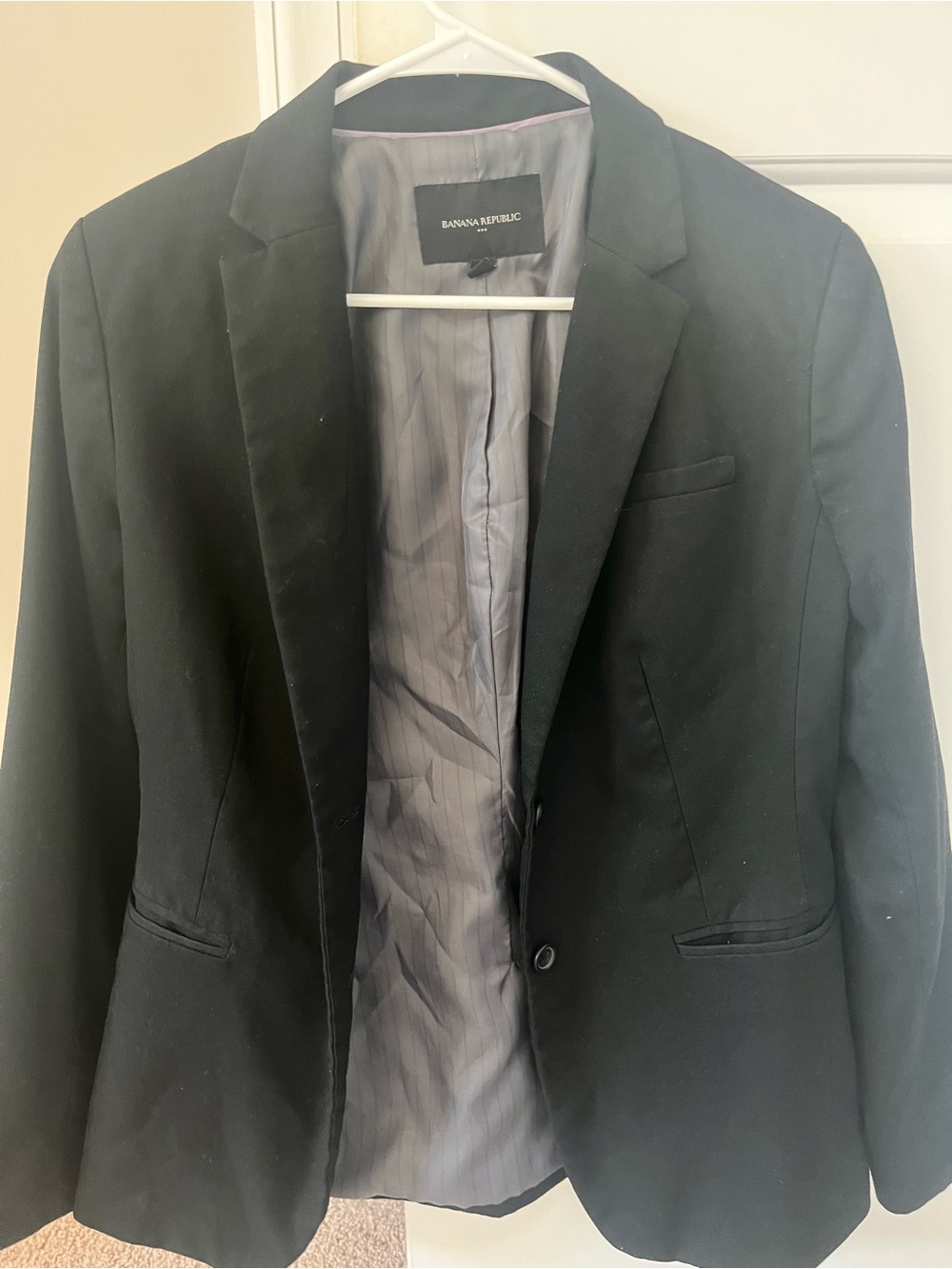 Banana Republic Black Single-Button Notch Lapel Blazer
